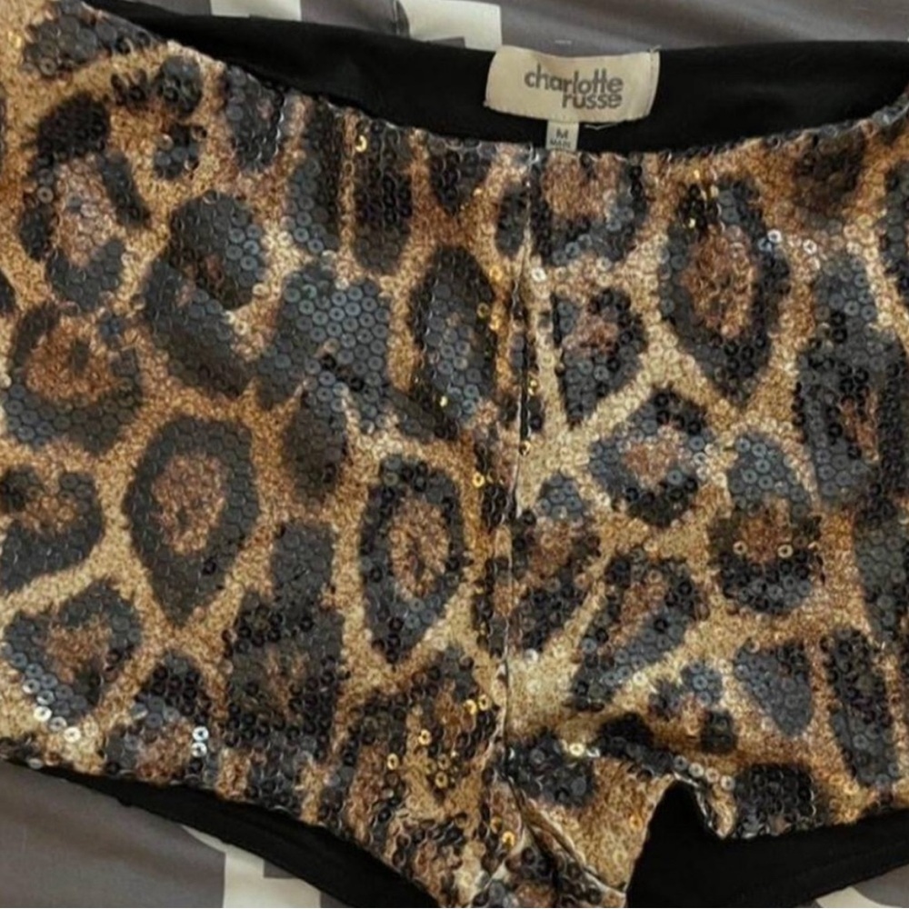 ISO low rise micro charlotte russe sequin leopard shorts in a size L or XL